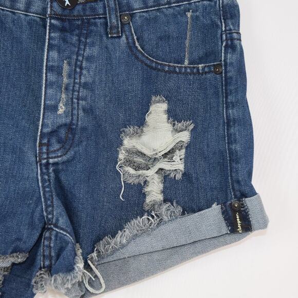 One Teaspoon Distressed Denim Jean Shorts Size 26 - Picture 6 of 16